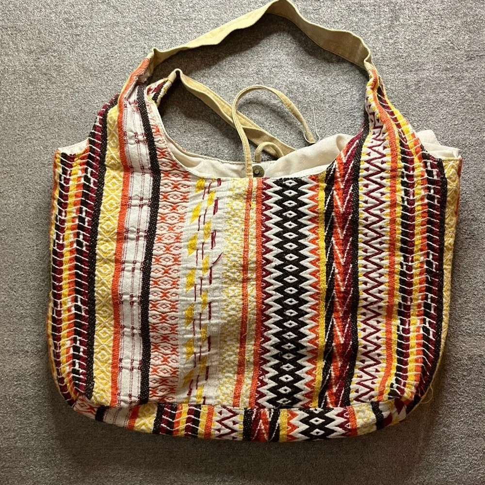 Woven Boho Hobo Bag Hippie Geometric Striped Shoulder Bag Aztec Tribal Print